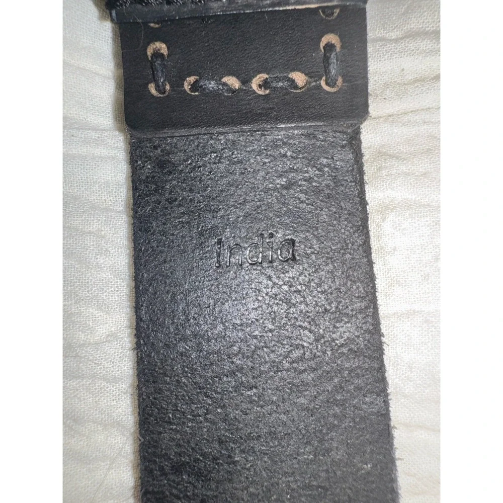 Timberland men's black 100% leather belt‎ with gunmetal color buckle size 36